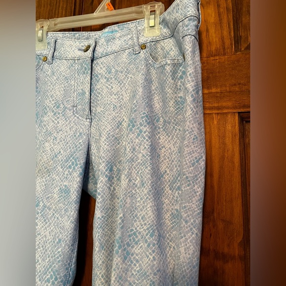 J. McLaughlin Lexi Snake Print Skinny Jeans Light Blue Size 6 | Summer Slim Fit - Picture 7 of 10